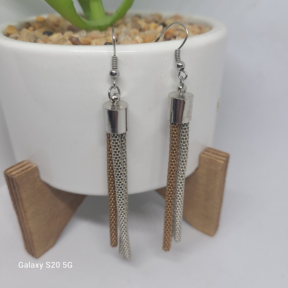Dangle Earrings Silver Gold‎ Chain Fringe Drop Earrings Women Jewelry